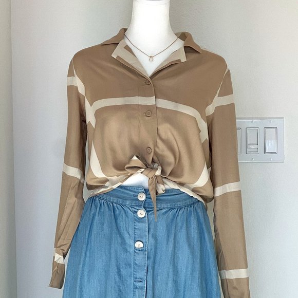 Oak + Fort Tan Cropped Top Long Sleeve - Picture 1 of 9